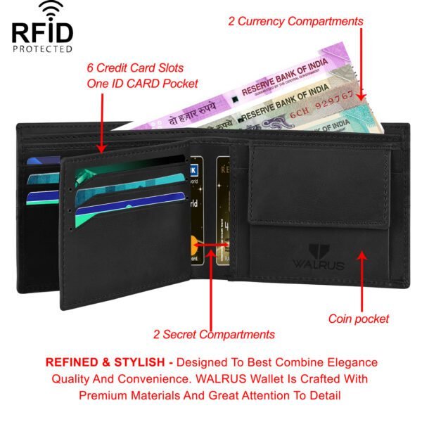 Walrus Daniel Blue Nature Friendly Vegan Leather Bi Fold Men Wallet