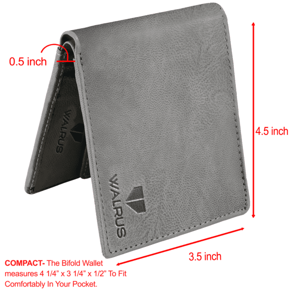 Walrus Brye Grey Nature Friendly Vegan Leather Bi Fold Men Wallet