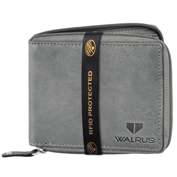 Walrus Brye II Grey Nature Friendly Vegan Leather Zipper Men Wallet