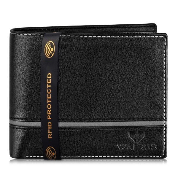 Walrus Duke III Black Leather Bi Fold Men Wallet