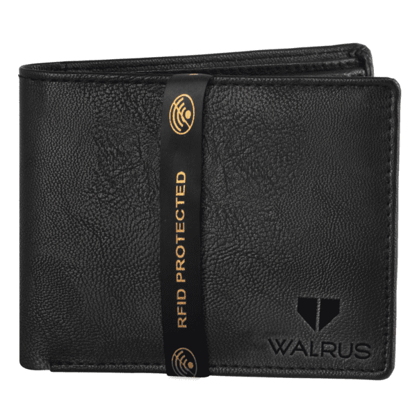 Walrus Brye Black Nature Friendly Vegan Leather Bi Fold Men Wallet