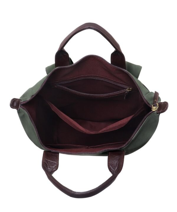 Walrus Urbane Series Green Vegan Leather Backpack With Top Handle and Laptop Compartment