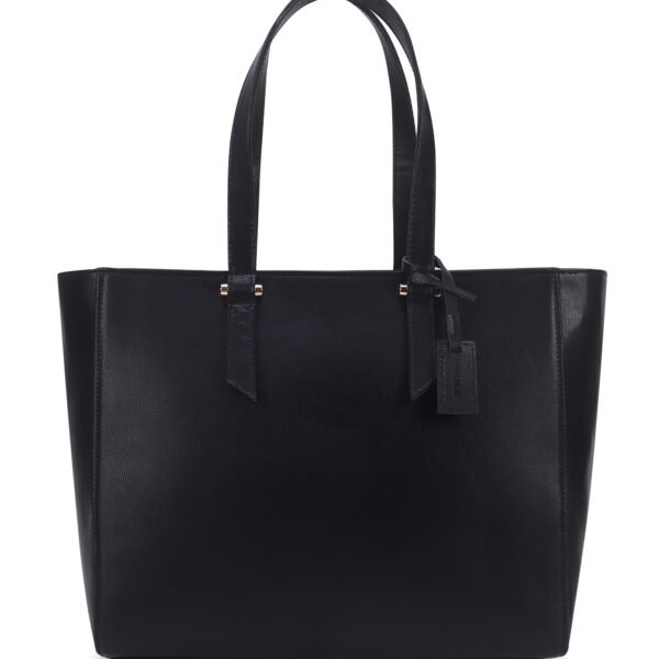 Walrus Aristocrat Series Black Vegan Leather Women TOTE Handbag with 2 Handle | Women's Work & Travel Bag | 2 Handles | Inner Pockets |Stylish Everyday Carry | Professional & Casual Chic