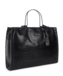 Walrus Croco Series Black Vegan Leather Stylish Handbag – Zip Closure, 1 Main Compartment, Inner & Outer Zip Pockets – Fashionable Daily & Office Use – Detachable Strap, Metal Handles – Elegant Black