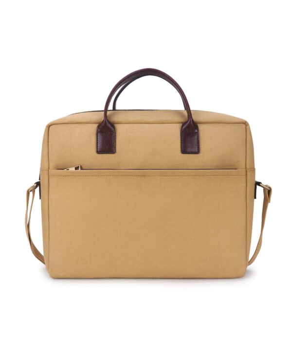 Walrus Canvas Series Tan Canvas Fabric Laptop Messenger Bag | 15 Inches | Handmade Unisex Design with Outer Zip Pocket- Perfect for Professional & Casual Laptop Office Bag for Men & Women