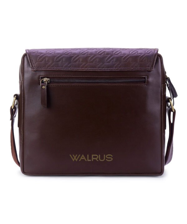 Walrus Brand Morgan Series Messenger Bag – Magnetic Flap, Main Compartment with Tablet Sleeve, Inner & Outer Zip Pockets – Multi-Purpose Shoulder Bag for Men & Women – 22x26x6 cm – Brown Color
