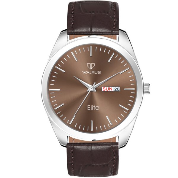 Walrus Men’s Analog Watch - Brown Dial 38.5mm, Brown Vegan Leather Strap 22mm, Stylish & Modern Style | Old Money Style Watch | Perfect for Formal and Casual Wear- Perfect for Gift