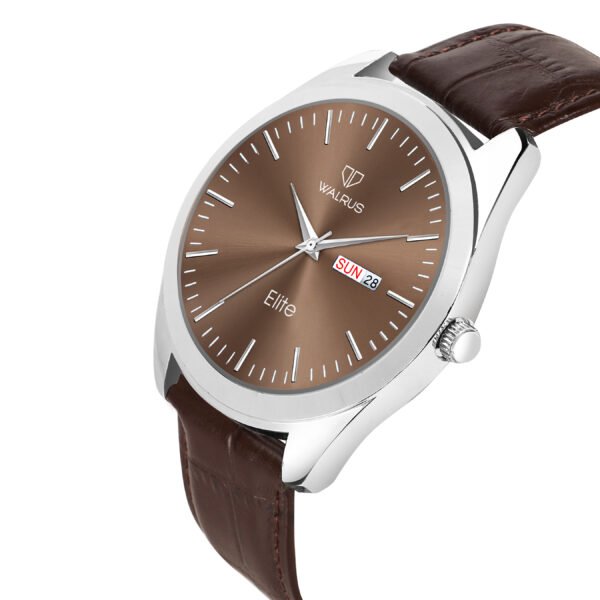 Walrus Men’s Analog Watch - Brown Dial 38.5mm, Brown Vegan Leather Strap 22mm, Stylish & Modern Style | Old Money Style Watch | Perfect for Formal and Casual Wear- Perfect for Gift