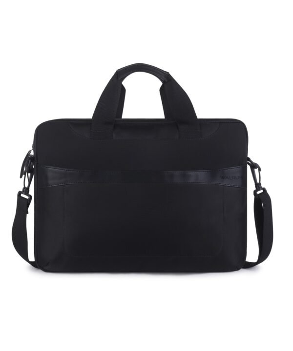 Walrus Hydra Series Black Laptop Bag – Secure Zip Closure, Dedicated Laptop Compartment, Detachable Strap – Perfect for Daily Commutes & Travel – Vegan Leather – 40x27x4.5 cm