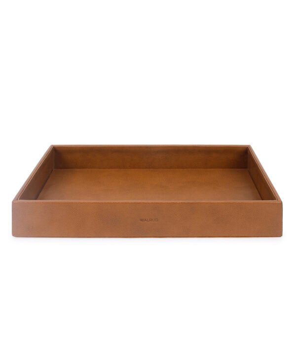 Walrus Premium Combo – Faux Leather Tray Organizer, Wooden Tissue Box & Coaster Set | Desk Organizer for Office/Home | Multipurpose Storage & Dining Table Accessories (Set of 4)
