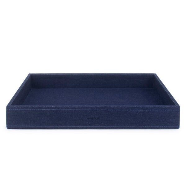 Walrus Faux Leather Tray Organizer with Wooden Base – Rectangular Desk Storage Box for Keys, Watches, Mobile Phones, Jewellery, Coins, Office Supplies & Cosmetics