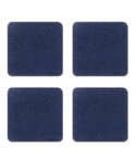 Walrus Blue Denim Fabric & Wooden Base Designer Tea Coaster Set of 4 | 10x10 cm | For Tea/Coffee Cups, Mugs, Beer Cans, Bar Glasses | Heat-Resistant | Premium Drink Coasters for Office & Dining Table Decor