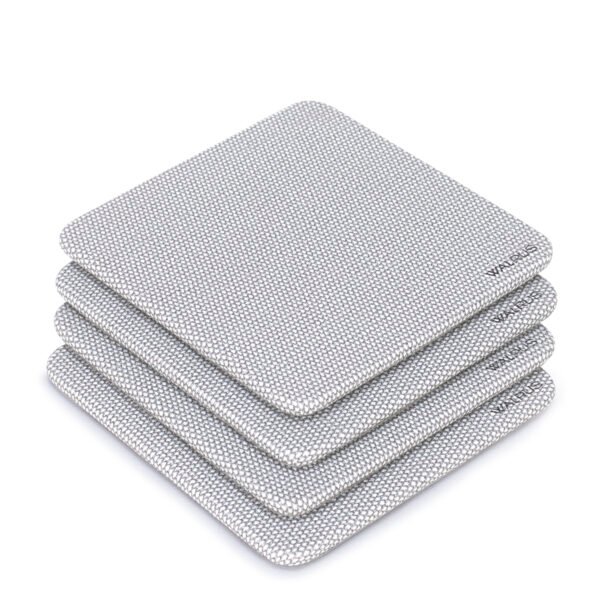 Walrus Grey Faux Leather & Wooden Base Designer Tea Coaster Set of 4| 10x10 cm | for Tea/Coffee Cups, Mugs, Beer Cans, Bar Glasses | Office & Dining Table Decor | Premium Drink Coasters |Heat Resistant