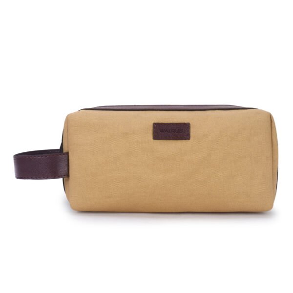 Walrus Canvas Vegan Leather Toiletry Bag Unisex, Travel Pouch for Toiletries Shaving Kit & Cosmetics, Water Resistance for Travel Accessories, Organizer Travel Pouch for MakeUp,