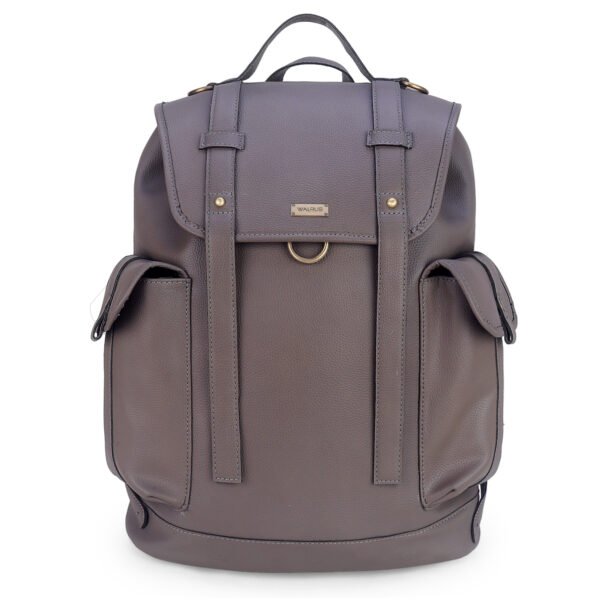 Walrus Andrew II Grey Vegan Leather BackPack Bag – Magnetic Flap Closure, 1 Main Compartment, Organizer Pockets, Stylish Work