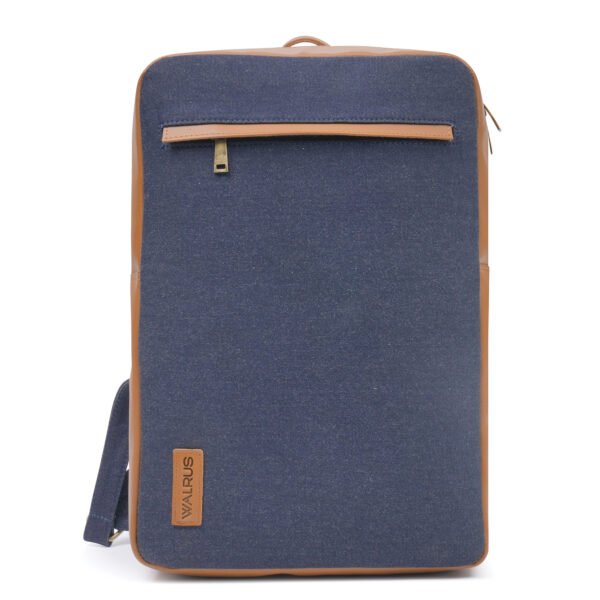 Walrus Jeans Series 16-Inch Blue Laptop Bag | Premium Jeans Fabric with Vegan Leather | Multi-Pocket Backpack for Office, School, Travel Use