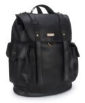 Walrus Wanderlust Black Vegan Leather BackPack Bag – Magnetic Flap Closure, 1 Main Compartment, Organizer Pockets, Stylish Work