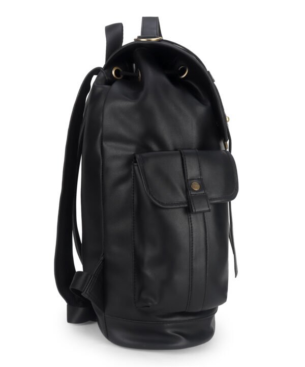 Walrus Wanderlust Black Vegan Leather BackPack Bag – Magnetic Flap Closure, 1 Main Compartment, Organizer Pockets, Stylish Work