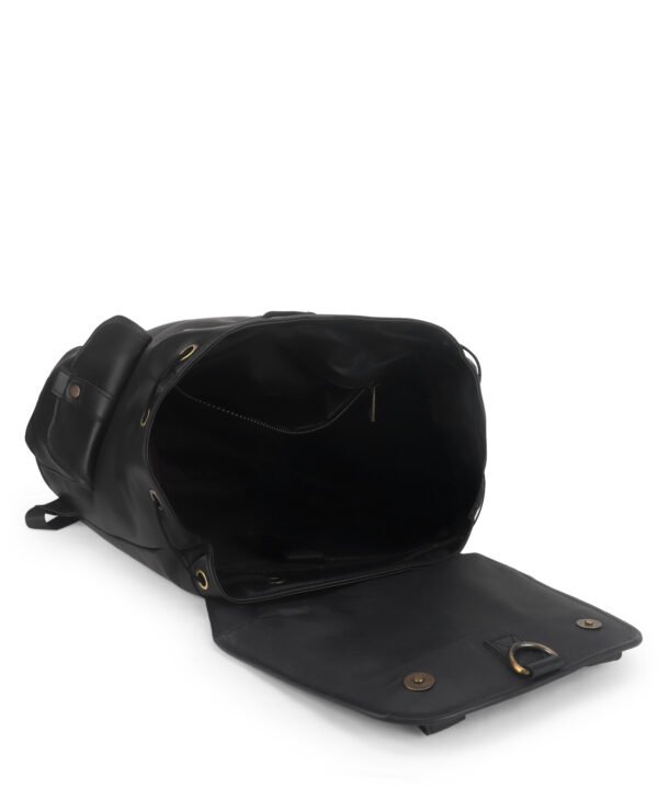 Walrus Wanderlust Black Vegan Leather BackPack Bag – Magnetic Flap Closure, 1 Main Compartment, Organizer Pockets, Stylish Work