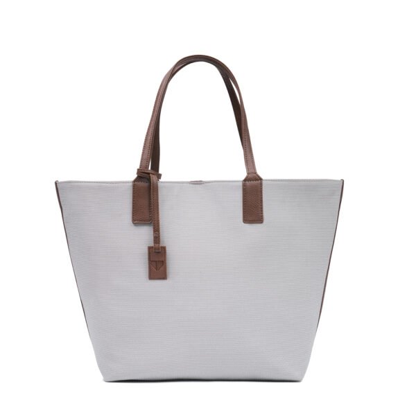 Walurs Oxford III Grey & Brown Tote for Women – Premium Vegan Leather, Hook Closure, Large Main Compartment – Stylish & Practical Bag for Work, Travel & Casual Use
