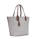Walurs Oxford III  Grey & Brown Tote for Women – Premium Vegan Leather, Hook Closure, Large Main Compartment – Stylish & Practical Bag for Work, Travel & Casual Use