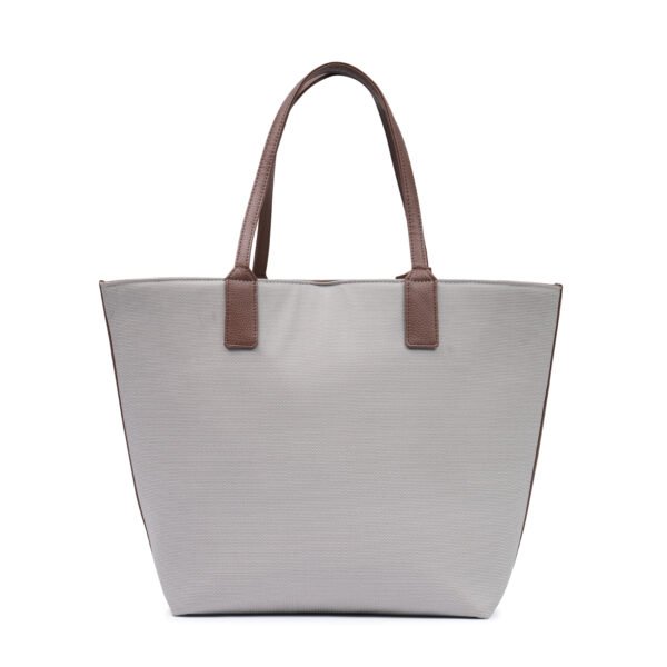 Walurs Oxford III  Grey & Brown Tote for Women – Premium Vegan Leather, Hook Closure, Large Main Compartment – Stylish & Practical Bag for Work, Travel & Casual Use