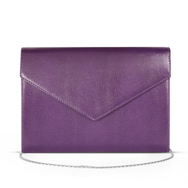 Walurs Feb II Series Vegan Leather Clutch for Women | Flap Magnetic Closure, Silver Chain Strap, Zipper Pocket | Evening, Party, Wedding Purse | Royal Purple