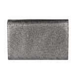 Walurs Feb III Series Vegan Leather Clutch for Women | Flap Magnetic Closure, Silver Chain Strap, Zipper Pocket | Evening, Party, Wedding Purse | Charcoal Metallic