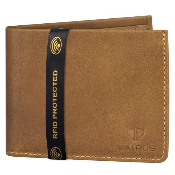 Walrus Elite VIII Beige Premium Genuine Leather Bi Fold Men Wallet