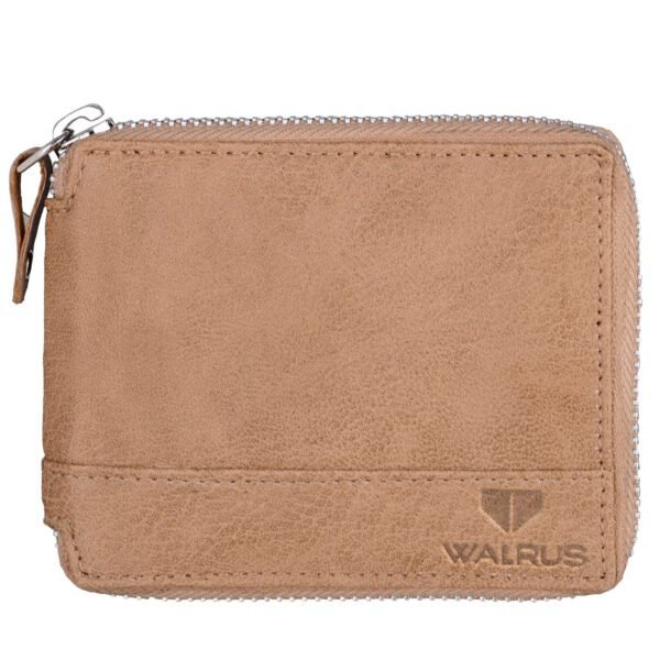 Walrus Zipper IV Beige Nature Friendly Vegan Leather Zipper Men Wallet