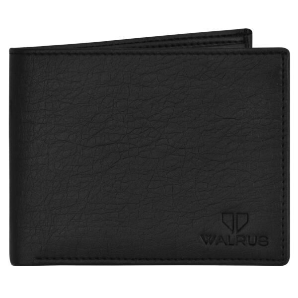 Walrus Black Color Nature Friendly Vegan Leather Bi Fold Bi Fold Men Wallet