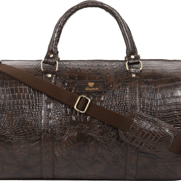 Walrus Animal Series Unisex Travel Duffle Bag | Premium Brown Vegan Leather, Multiple Compartments | Ideal for Travel, Business Trips | 6-Month Warranty