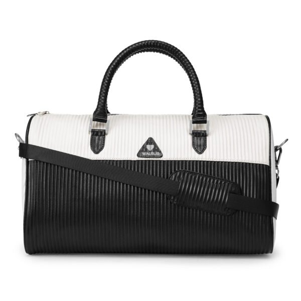 Walrus Stripes Series White Vegan Leather Travelling Duffle Bag