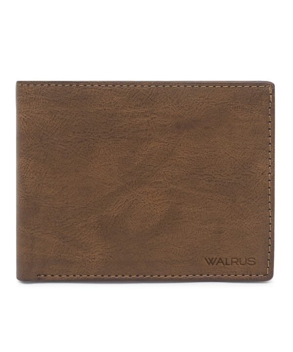 Walrus Tan Color Nature Friendly Vegan Leather Bi Fold Bi Fold Men Wallet