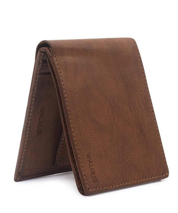 Walrus Tan Color Nature Friendly Vegan Leather Bi Fold Bi Fold Men Wallet