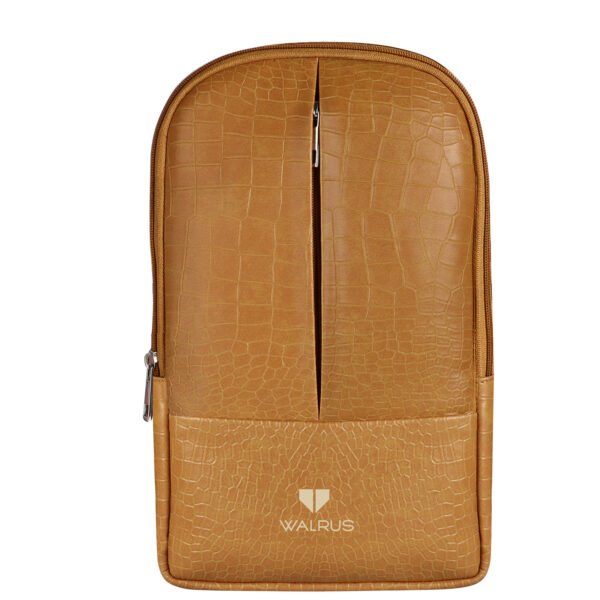 Walrus Croco II Series Tan Synthetic Leather Cross Body Sling Bag