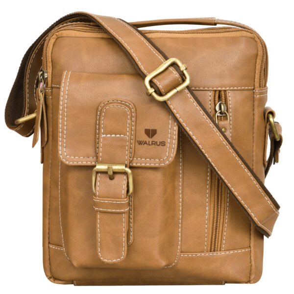 Walrus Woods Series Tan Vegan Leather Sling Bag