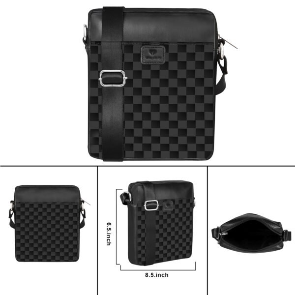 Walrus Check Series Black Vegan Leather Sling Bag