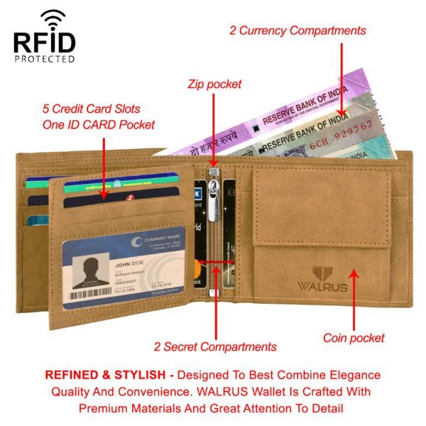 Walrus Hyde II Beige Nature Friendly Vegan Leather Bi Fold Men Wallet