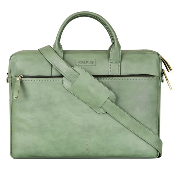 Walrus Colors Series Green Vegan Leather 15.6 Inch Laptop Messenger Bag With Laptop Compartment