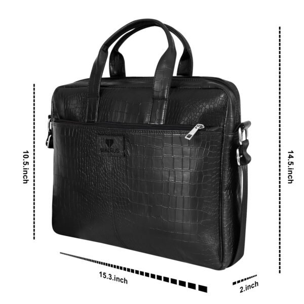 Walrus Croco Series Black Synthetic Leather 15.6 Inch Laptop Messenger Bag With Laptop Compartment