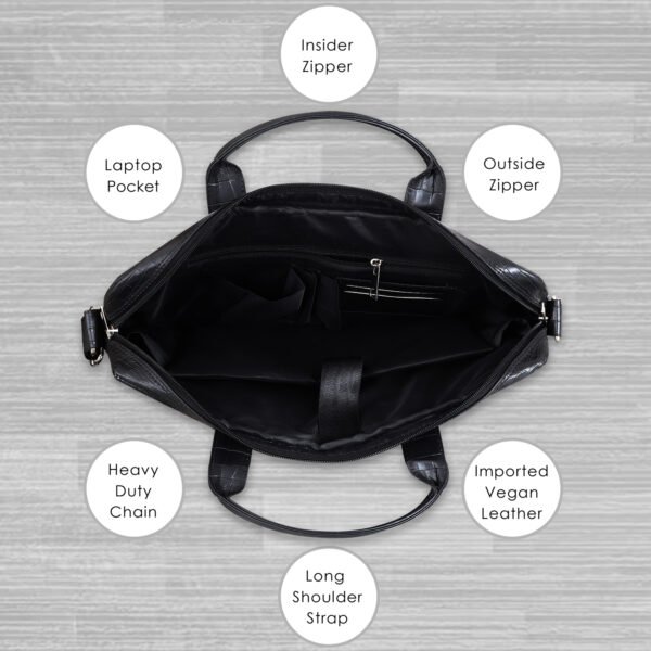Walrus Croco Series Black Synthetic Leather 15.6 Inch Laptop Messenger Bag With Laptop Compartment