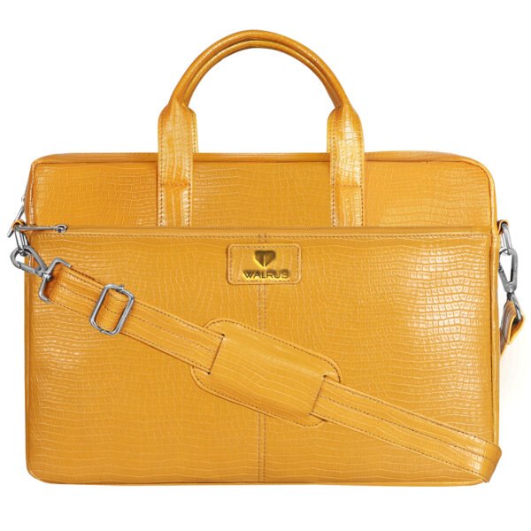 Walrus Colorpop Series Yellow Synthetic Leather 15.6 Inch Laptop Messenger Bag With Laptop Compartment