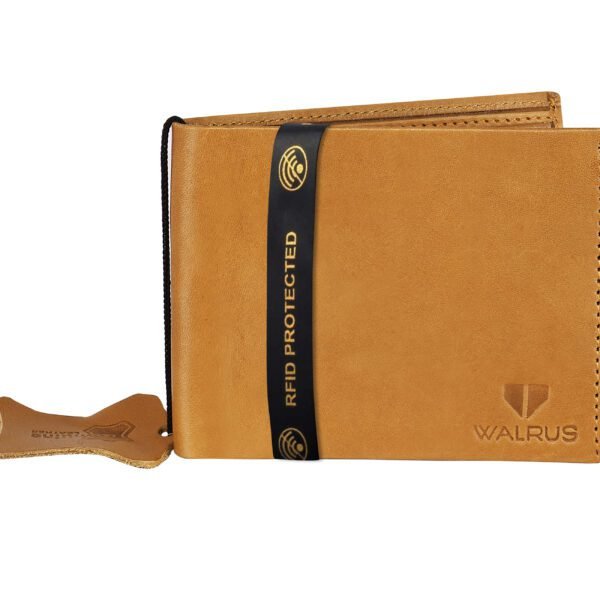 Walrus Imperial III Beige Nature Friendly Vegan Leather Bi Fold Men Wallet