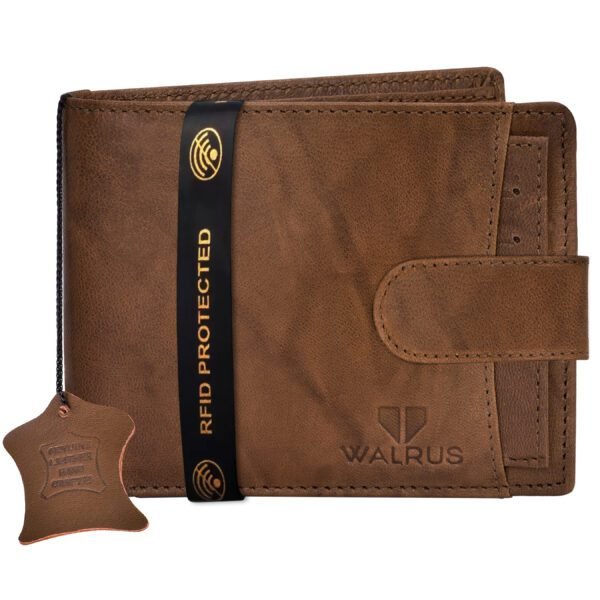 Walrus Brown Color Premium Genuine Leather Bi Fold Bi Fold Men Wallet