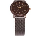 Walrus Brown Dial Analog Brass Chain Wrist Watch For Men With PUSH Button Lock