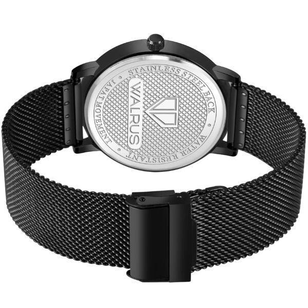 Walrus Black Dial Analog Brass Chain Wrist Watch For Men With PUSH Button Lock