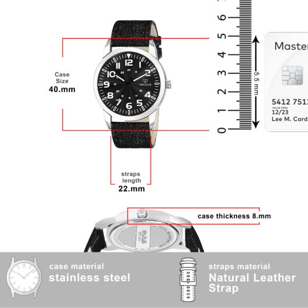 Walrus Black Dial Analog Leather Strap Wrist Watch For Men
