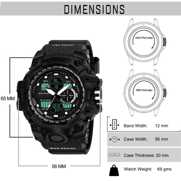 Walrus Black Analog Digital Wrist Watch For Men