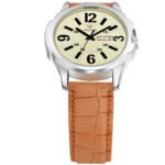 Walrus White Dial Analog Day Date Function Leather Strap Wrist Watch For Men